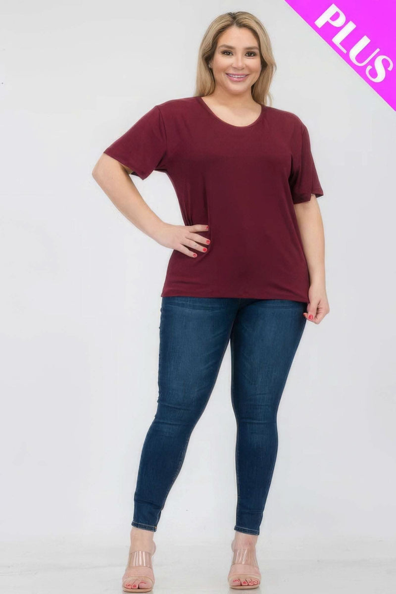 Plus Size Basic Short Sleeve T-shirt - Fit Me For 20