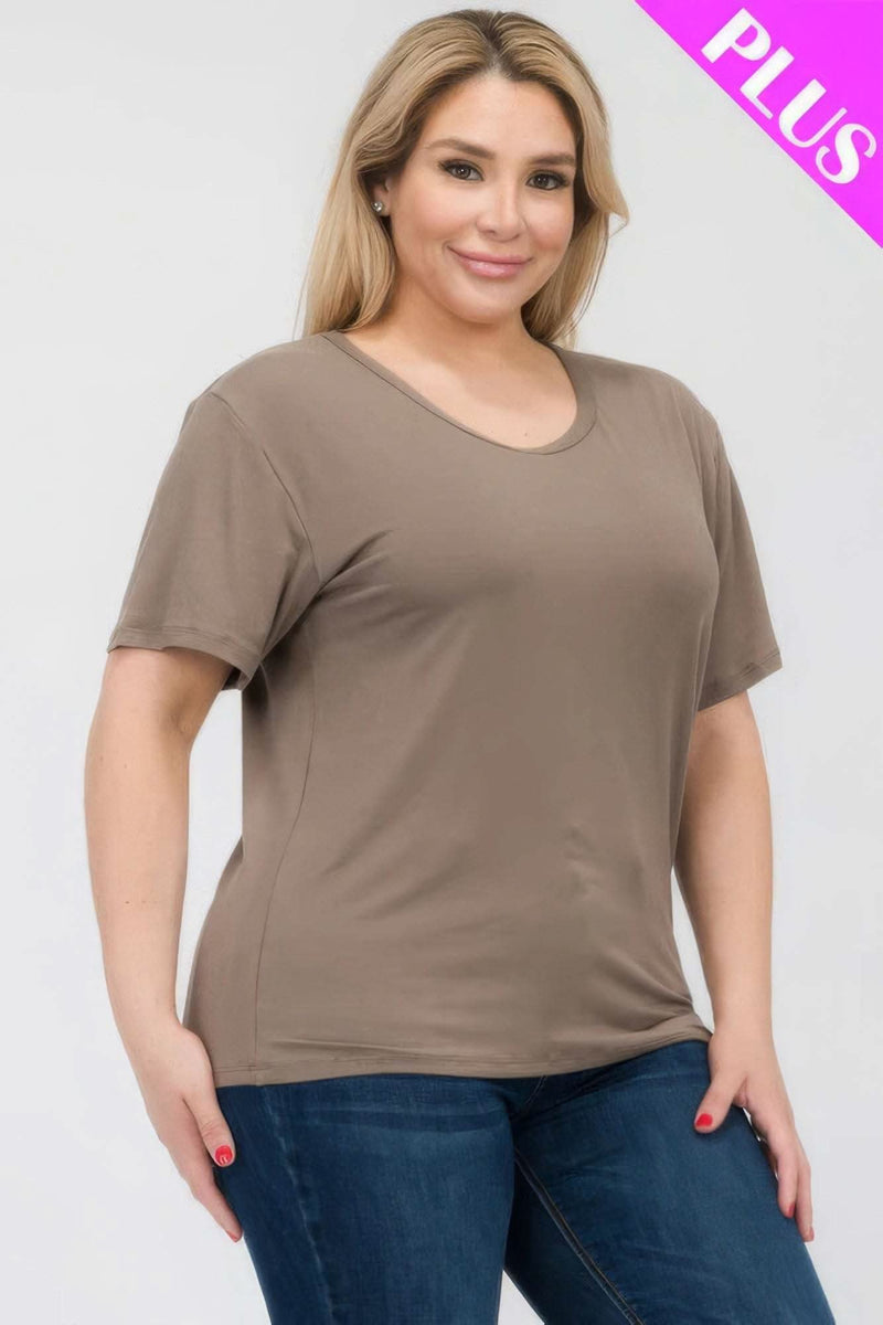 Plus Size Basic Short Sleeve T-shirt - Fit Me For 20