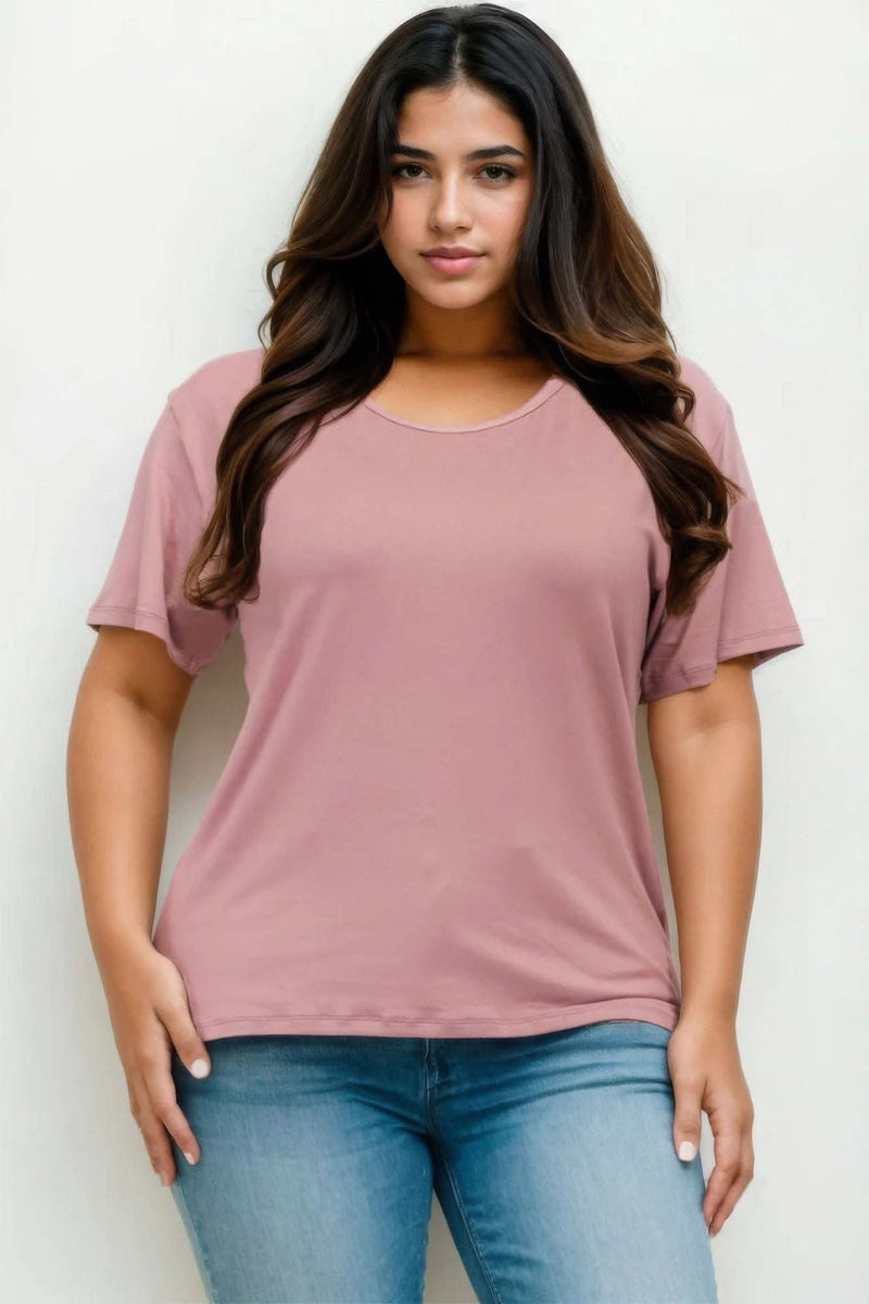 Plus Size Basic Short Sleeve T-shirt - Fit Me For 20