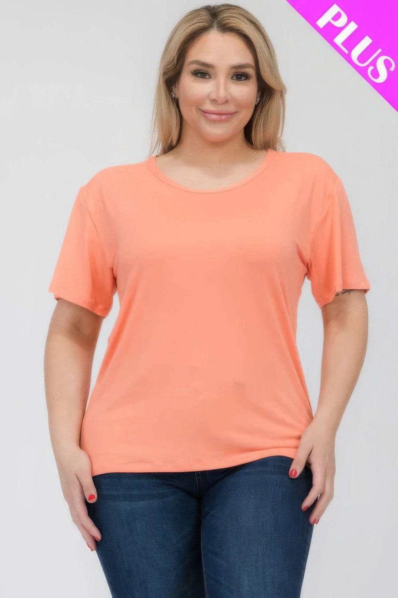 Plus Size Basic Short Sleeve T-shirt - Fit Me For 20