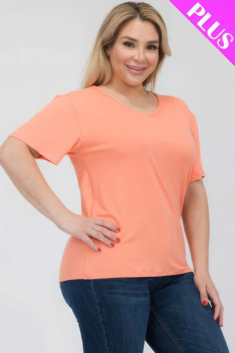 Plus Size Basic Short Sleeve T-shirt - Fit Me For 20