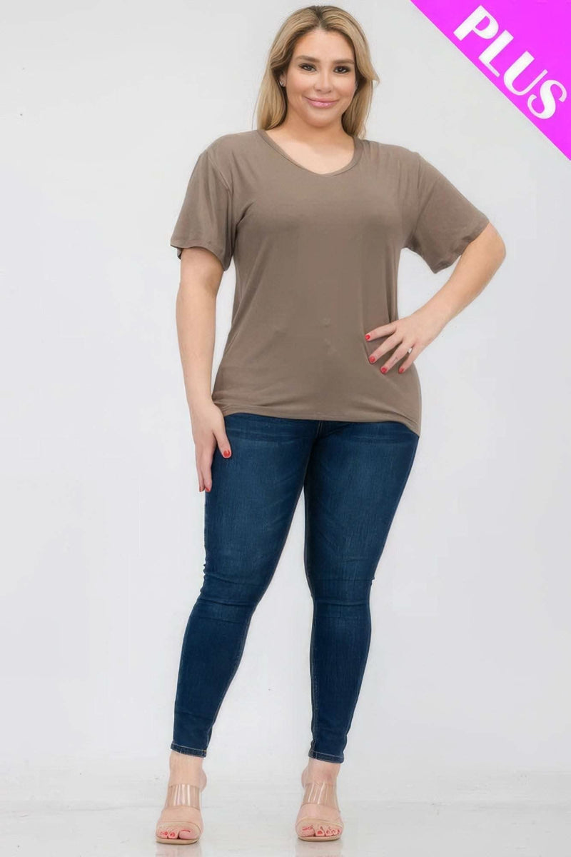 Plus Size Basic Short Sleeve T-shirt - Fit Me For 20