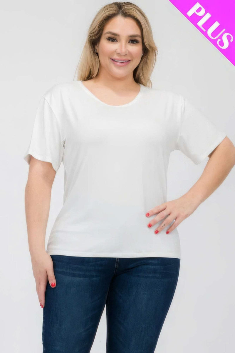 Plus Size Basic Short Sleeve T-shirt - Fit Me For 20