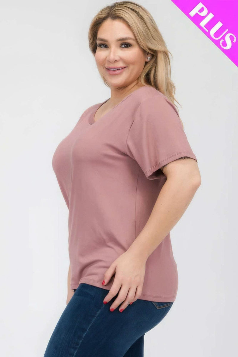 Plus Size Basic Short Sleeve T-shirt - Fit Me For 20