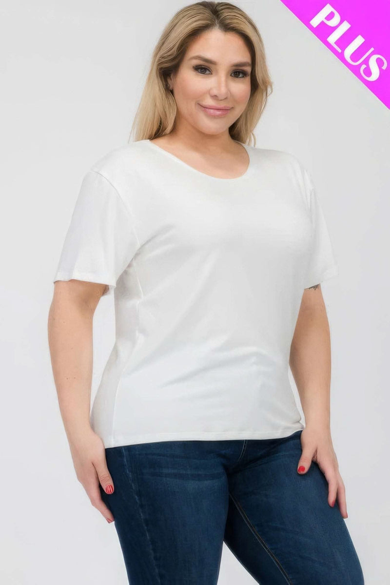Plus Size Basic Short Sleeve T-shirt - Fit Me For 20
