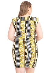 Plus Size Boarder Print V-neck Bodycon Dress - Fit Me For 20