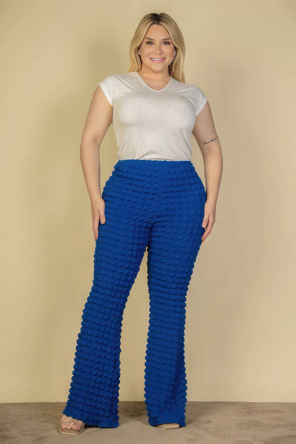 Plus Size Bubble Fabric Flare Pants - Fit Me For 20