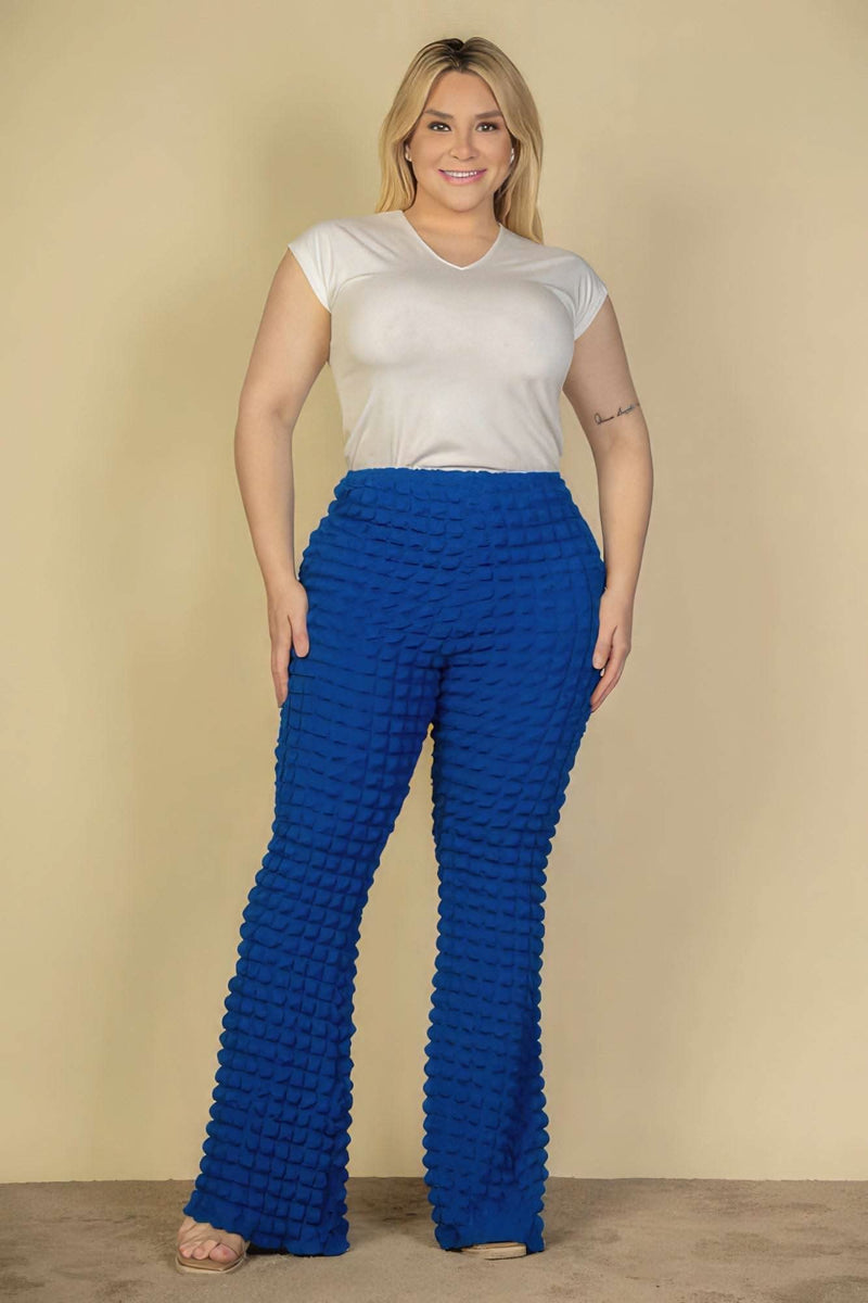 Plus Size Bubble Fabric Flare Pants - Fit Me For 20