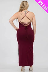 Plus Size Crisscross Back Split Thigh Maxi Dress - Fit Me For 20