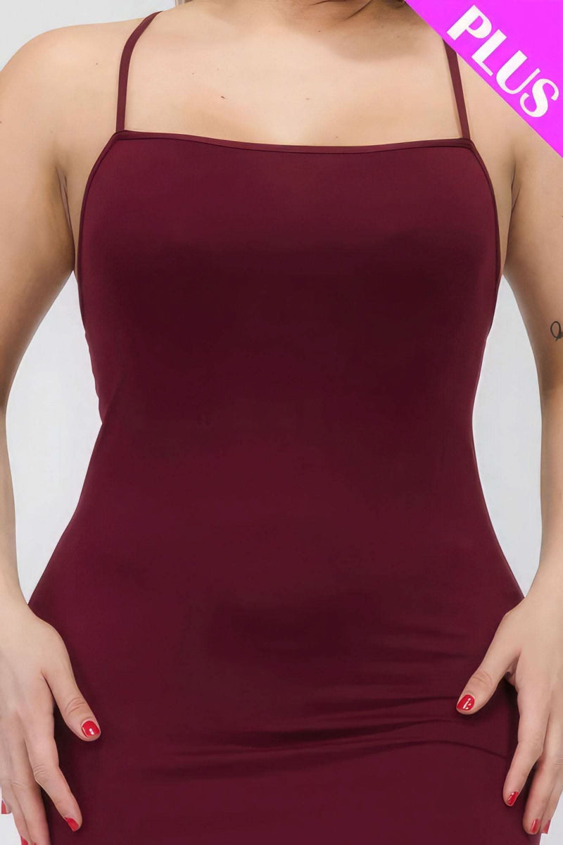 Plus Size Crisscross Back Split Thigh Maxi Dress - Fit Me For 20