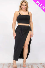 Plus Size Crop Cami & Split Thigh Maxi Skirt Set - Fit Me For 20
