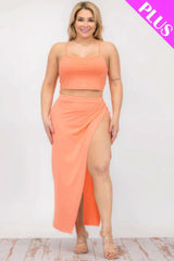Plus Size Crop Cami & Split Thigh Maxi Skirt Set - Fit Me For 20