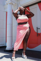 Plus Size Crop Cami & Split Thigh Maxi Skirt Set - Fit Me For 20