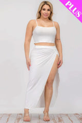Plus Size Crop Cami & Split Thigh Maxi Skirt Set - Fit Me For 20