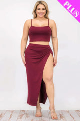 Plus Size Crop Cami & Split Thigh Maxi Skirt Set - Fit Me For 20