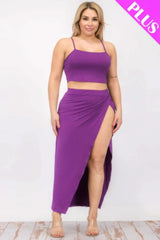 Plus Size Crop Cami & Split Thigh Maxi Skirt Set - Fit Me For 20