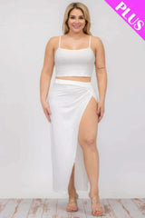 Plus Size Crop Cami & Split Thigh Maxi Skirt Set - Fit Me For 20