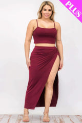 Plus Size Crop Cami & Split Thigh Maxi Skirt Set - Fit Me For 20