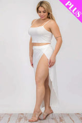 Plus Size Crop Cami & Split Thigh Maxi Skirt Set - Fit Me For 20
