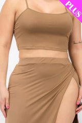 Plus Size Crop Cami & Split Thigh Maxi Skirt Set - Fit Me For 20