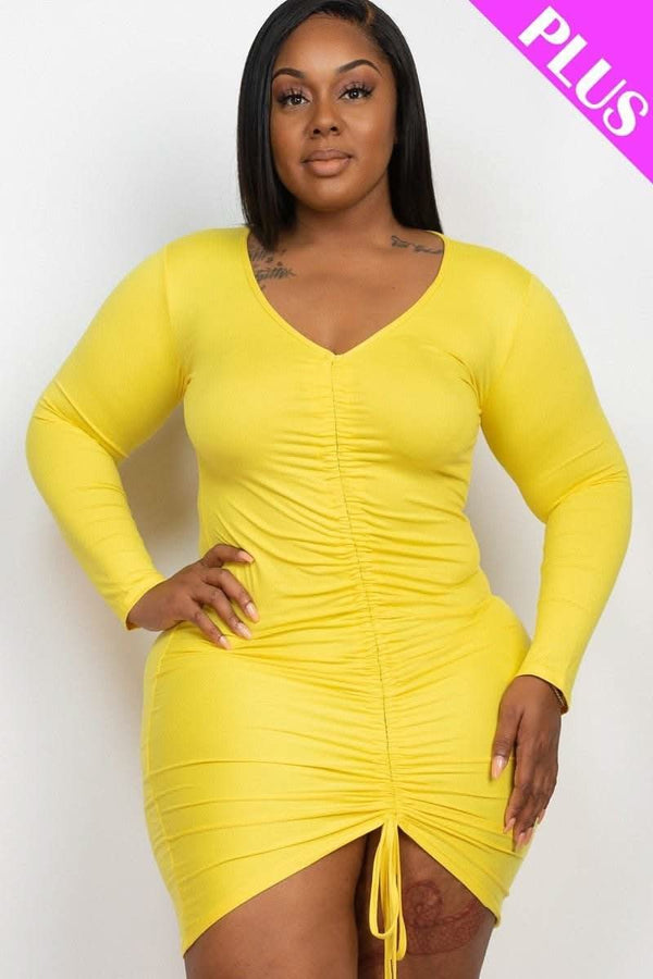 Plus Size Drawstring Ruched Front - Fit Me For 20