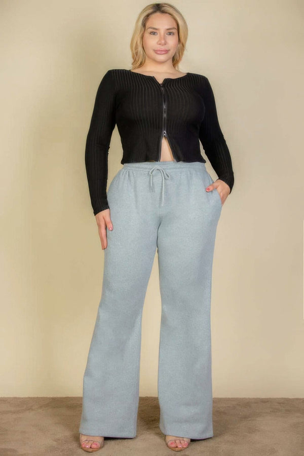 Plus Size Drawstring Waist Slant Pocket Sweatpants - Fit Me For 20