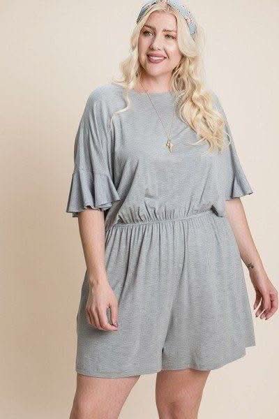 Plus Size Solid Rayon Modal Mini Romper - Fit Me For 20