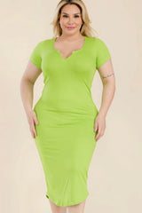 Plus Size Split Neck Bodycon Midi Dress - Fit Me For 20