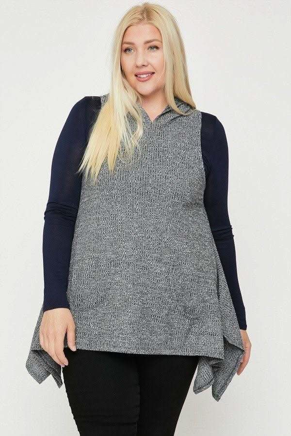 Plus Size Two Tone Knit, Sleeveless Top - Fit Me For 20