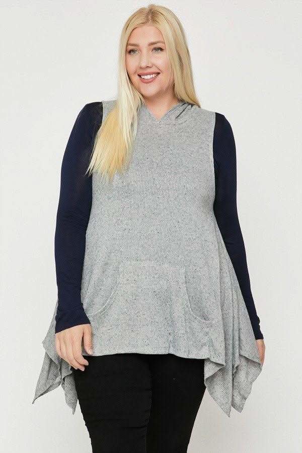 Plus Size Two Tone Knit, Sleeveless Top - Fit Me For 20