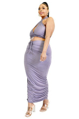 Plus Solid 2 Piece Halter Top Set - Fit Me For 20