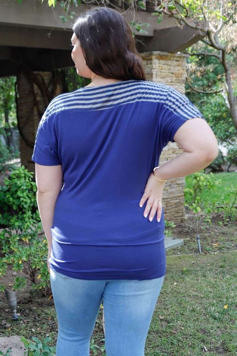 Plus Stripe Short Sleeve Top - Fit Me For 20
