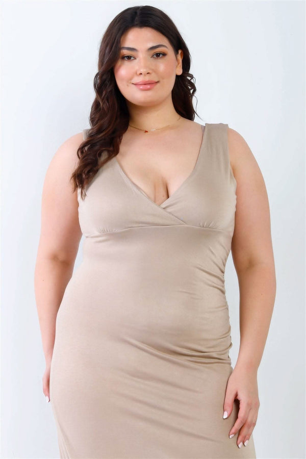 Plus V-neck Sleeveless Maxi Dress - Fit Me For 20