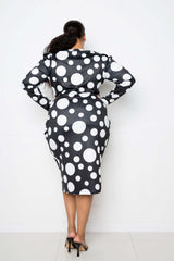 Polka Dot Drop Waist Ruched Midi Dress - Fit Me For 20
