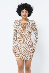 Printed Mesh Dress - Fit Me For 20