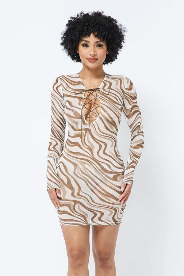 Printed Mesh Dress - Fit Me For 20
