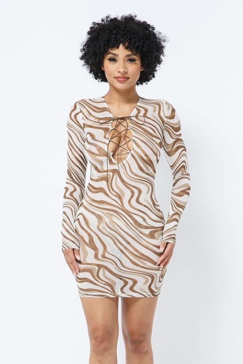 Printed Mesh Dress - Fit Me For 20