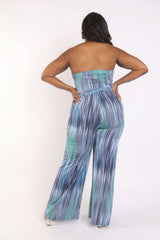 Printed Tube Jumpsuit With Self Belt - Fit Me For 20