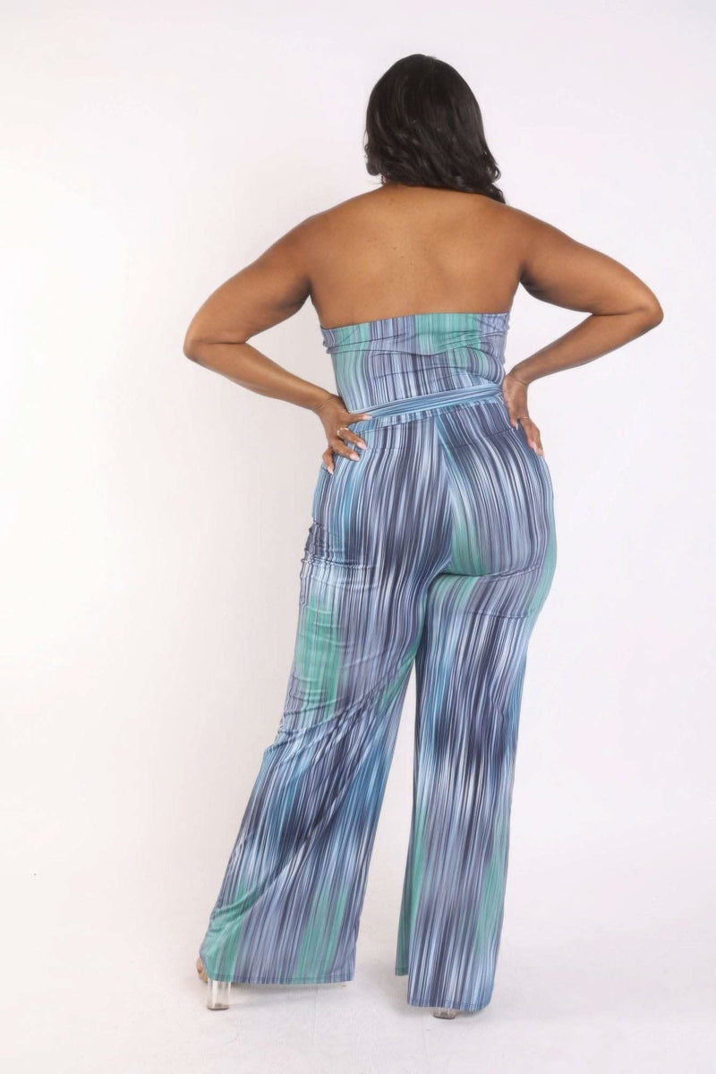 Printed Tube Jumpsuit With Self Belt - Fit Me For 20