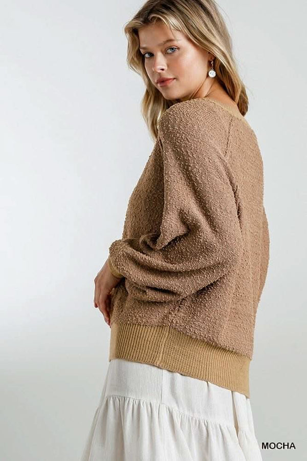 Puff Sleeve Boat Neck Sweater - Fit Me For 20