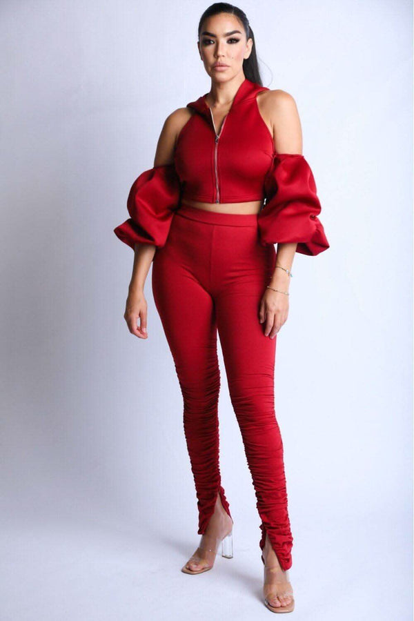 Puff Sleeve Hoodie Set - Fit Me For 20