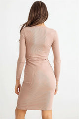 Ribbed Crew Neck Long Sleeve Mini Dress - Fit Me For 20