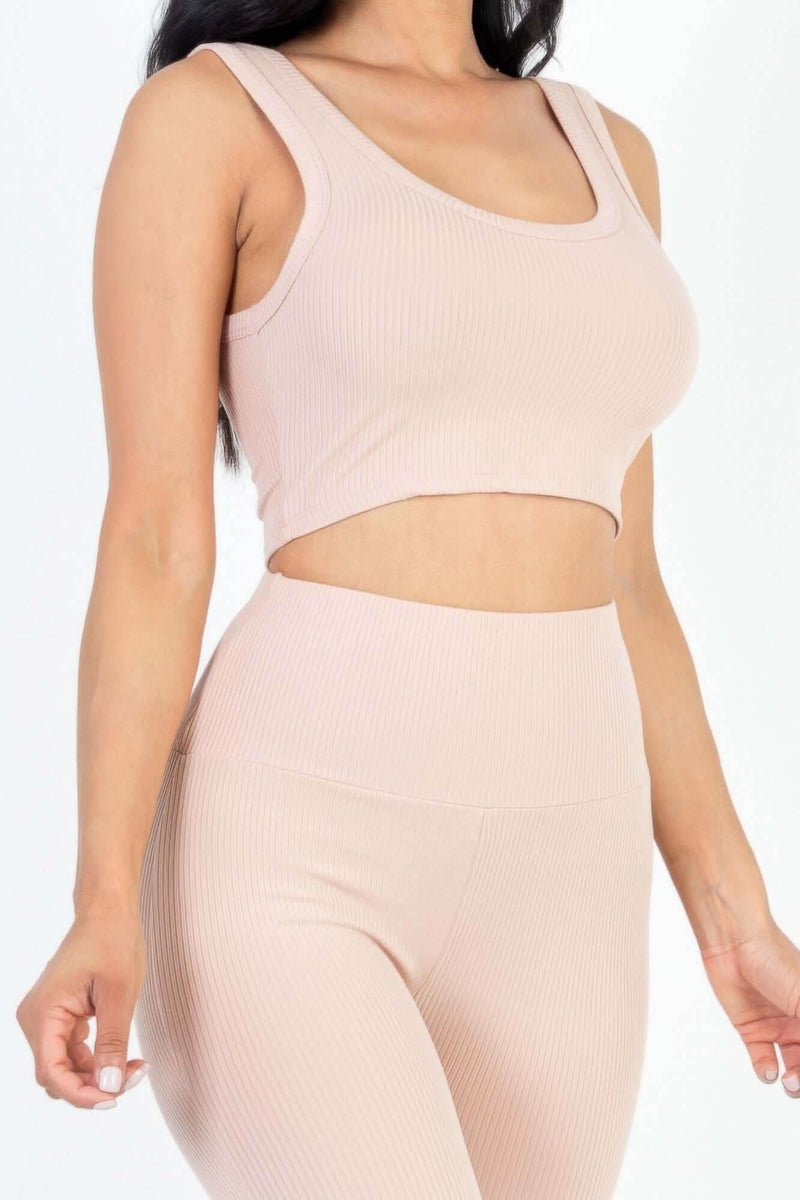 Ribbed Crop Top & Leggings Set - Fit Me For 20