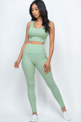 Ribbed Crop Top & Leggings Set - Fit Me For 20