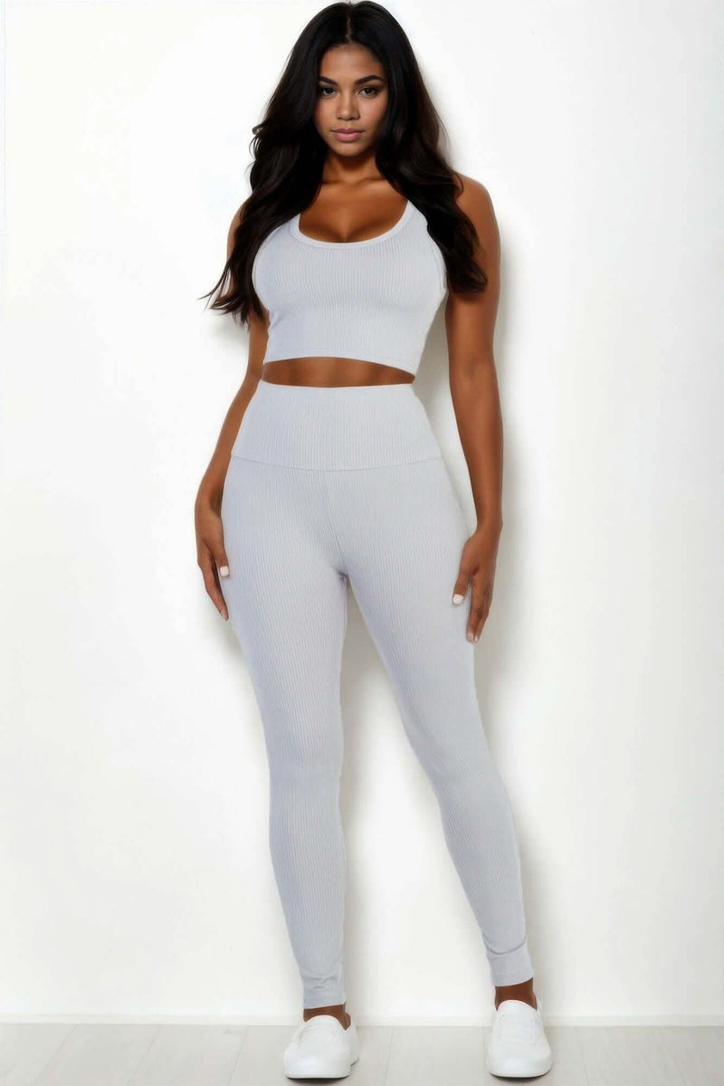 Ribbed Crop Top & Leggings Set - Fit Me For 20