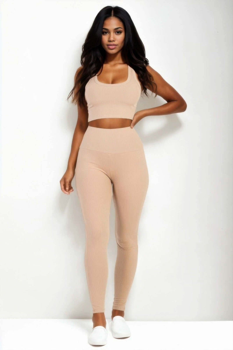 Ribbed Crop Top & Leggings Set - Fit Me For 20