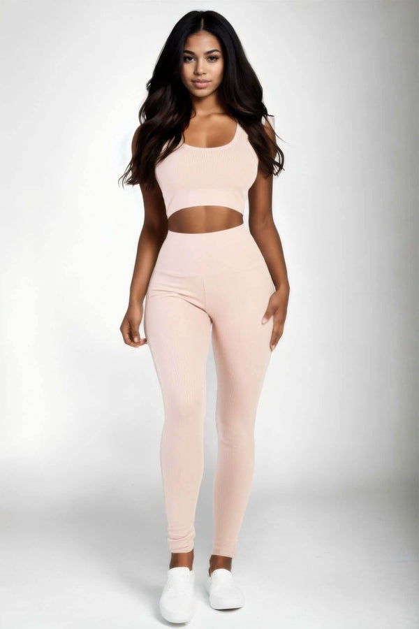 Ribbed Crop Top & Leggings Set - Fit Me For 20