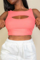 Ribbed Cut Out Front Crop Top - Fit Me For 20