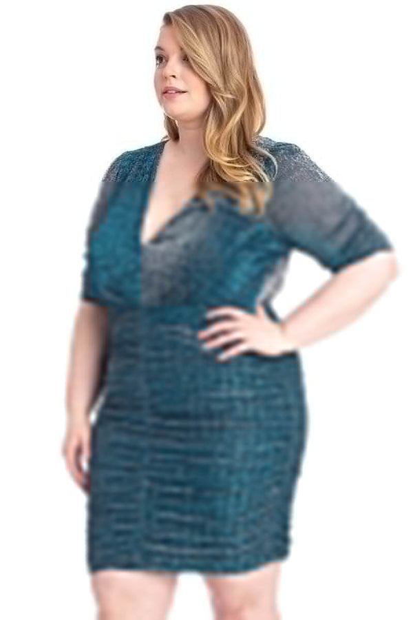 Ribbed Shimmer Shirring Mini Dress - Fit Me For 20