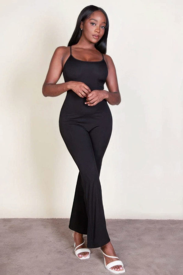 Ribbed sleeveless wide leg jumpsuit - Fit Me For 20